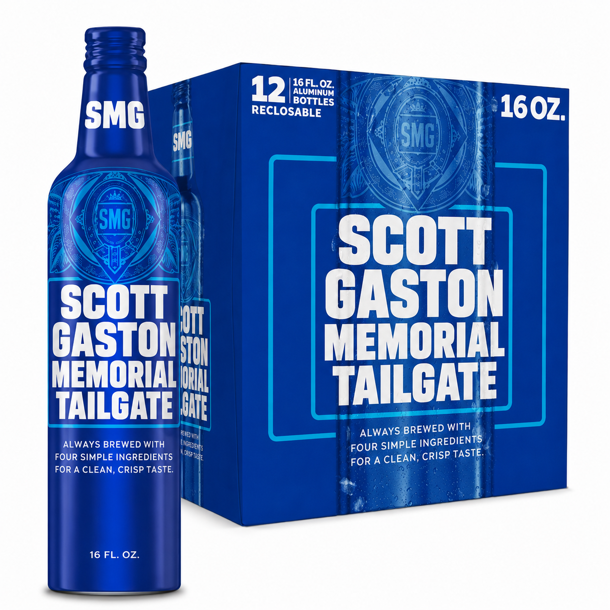 Scott Gaston Memorial Tailgate commemorative bottle and 12-pack